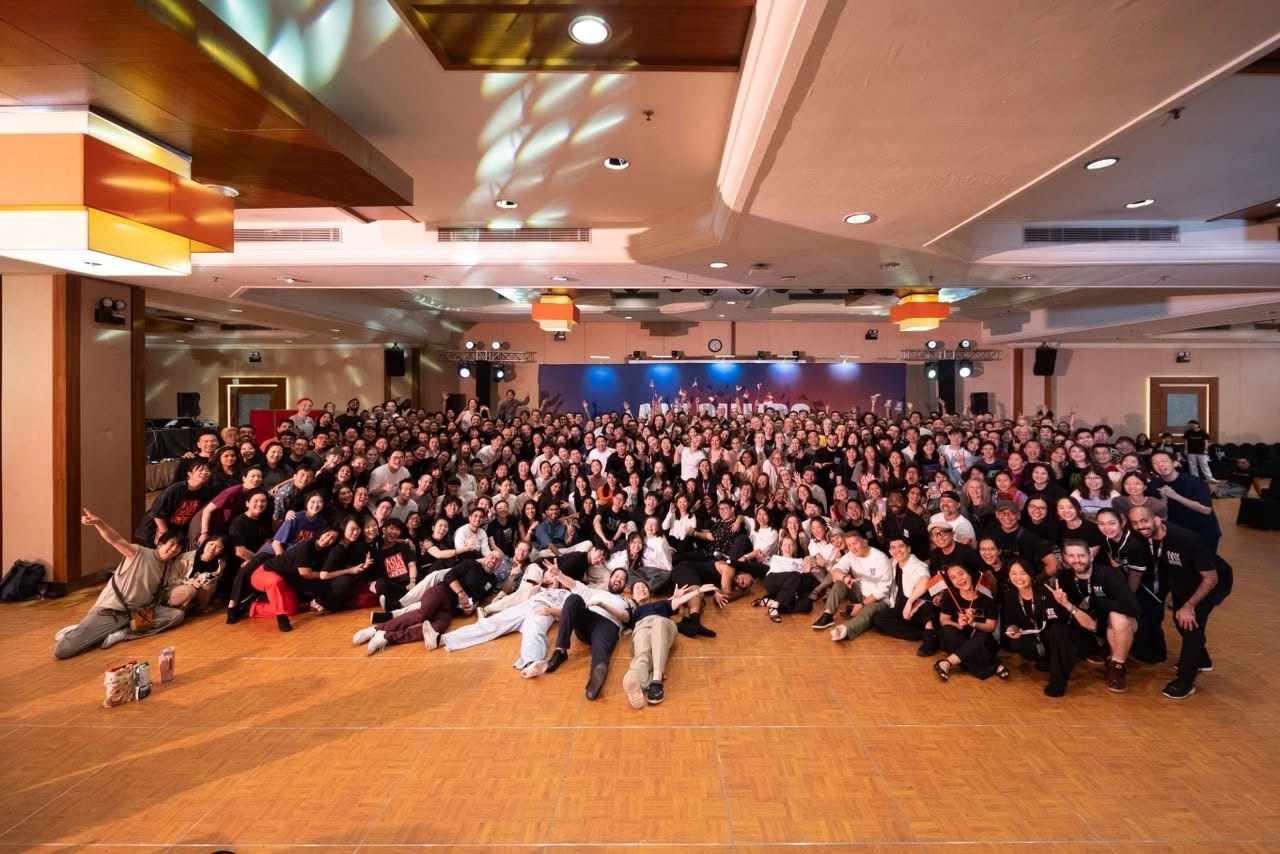 MY Swing 2026 dancers gathered for a large group photo in the ballroom